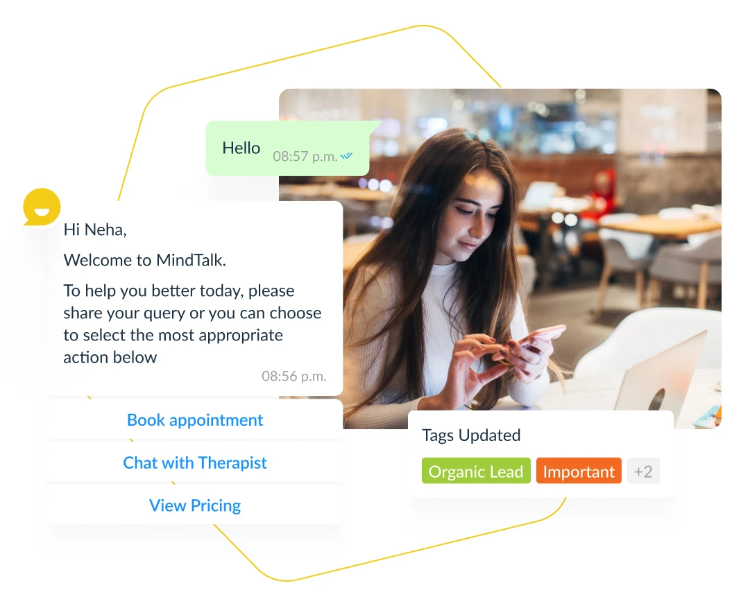 Deliver a personalized messaging experience with automated chatbots, quick replies, sticky agents
